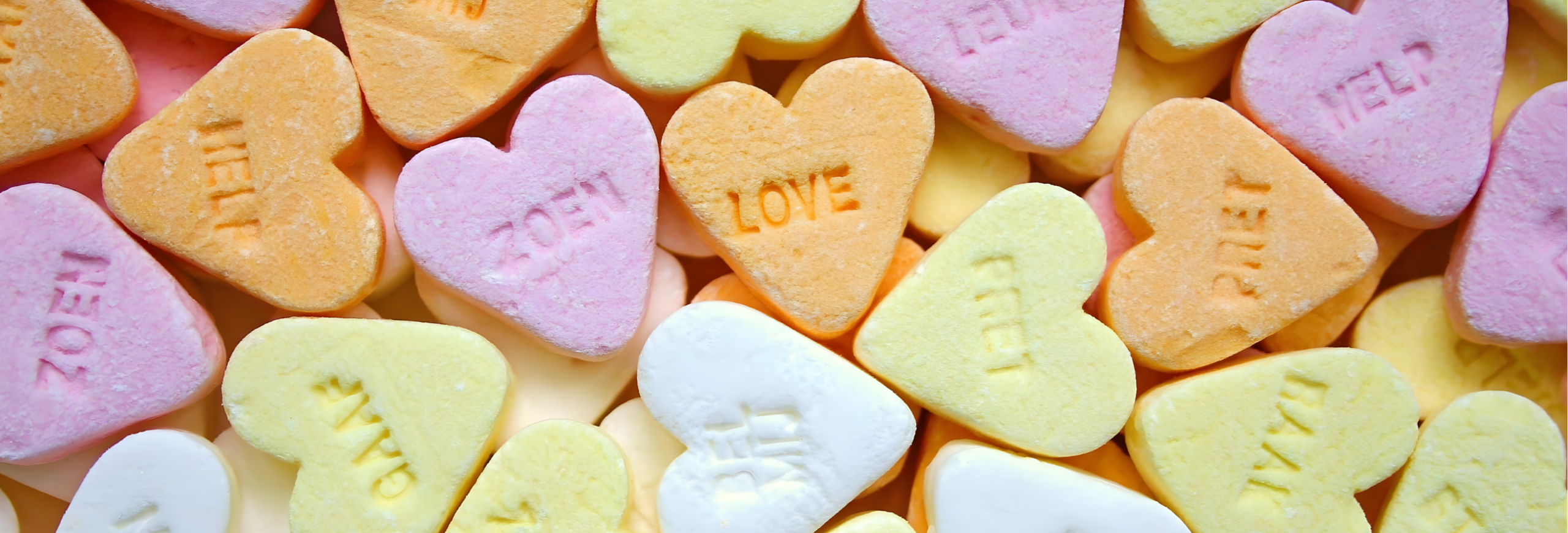 Pastel heart-shaped sweets