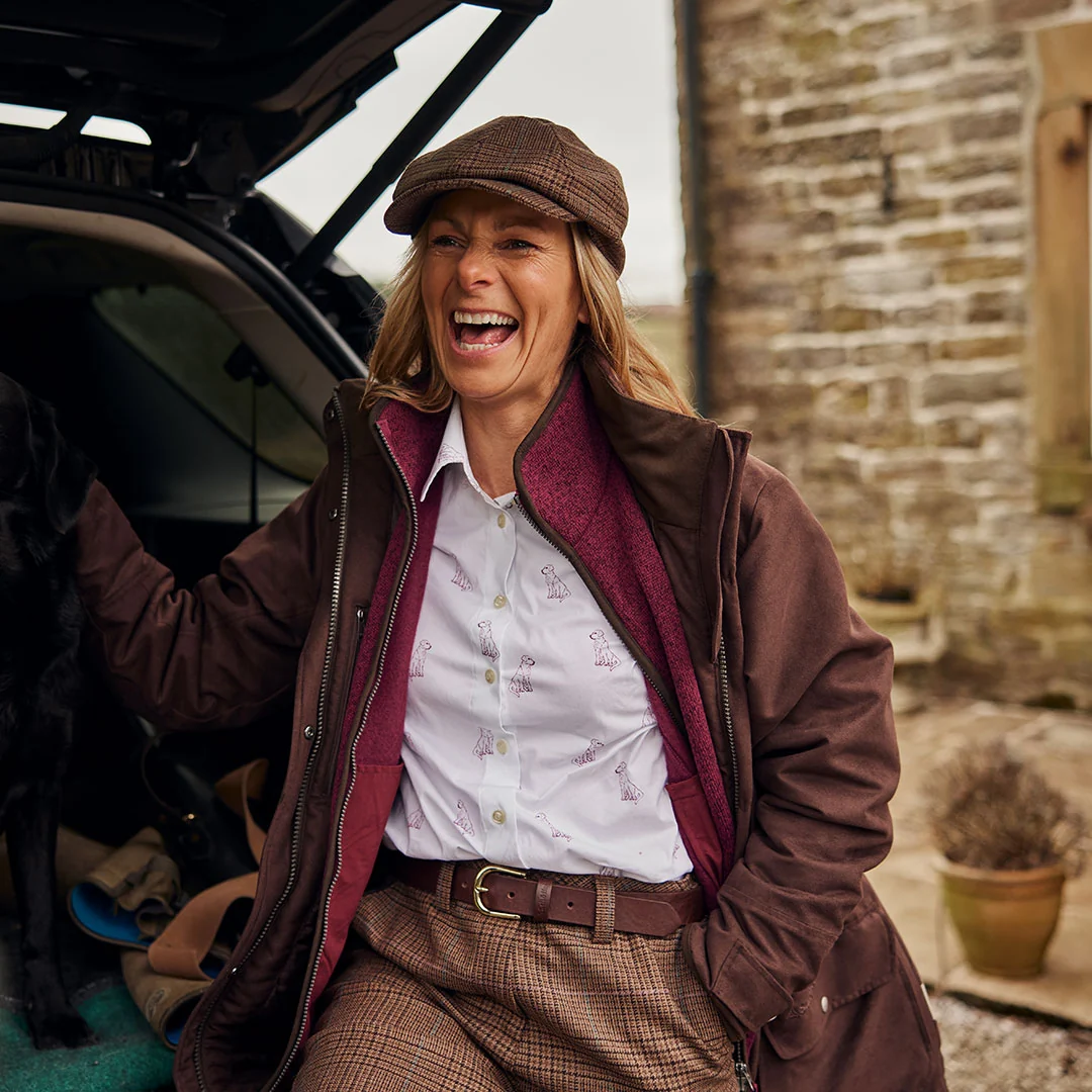 Schöffel women's teal shooting coat in coffee bean