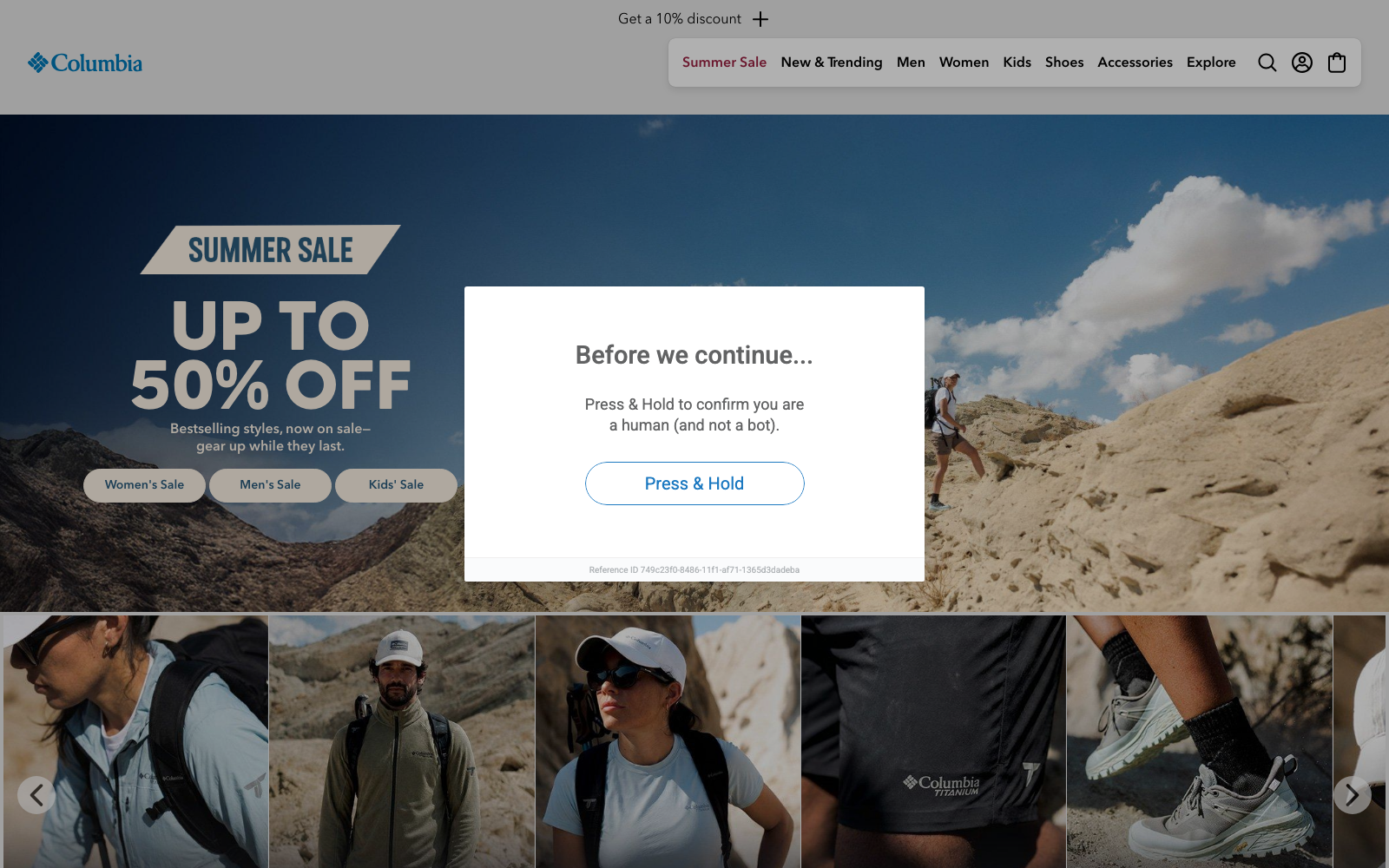 Columbia Sportswear homepage captured 2026-07-20 for the Outdoor Retailers 2026 industry analysis.