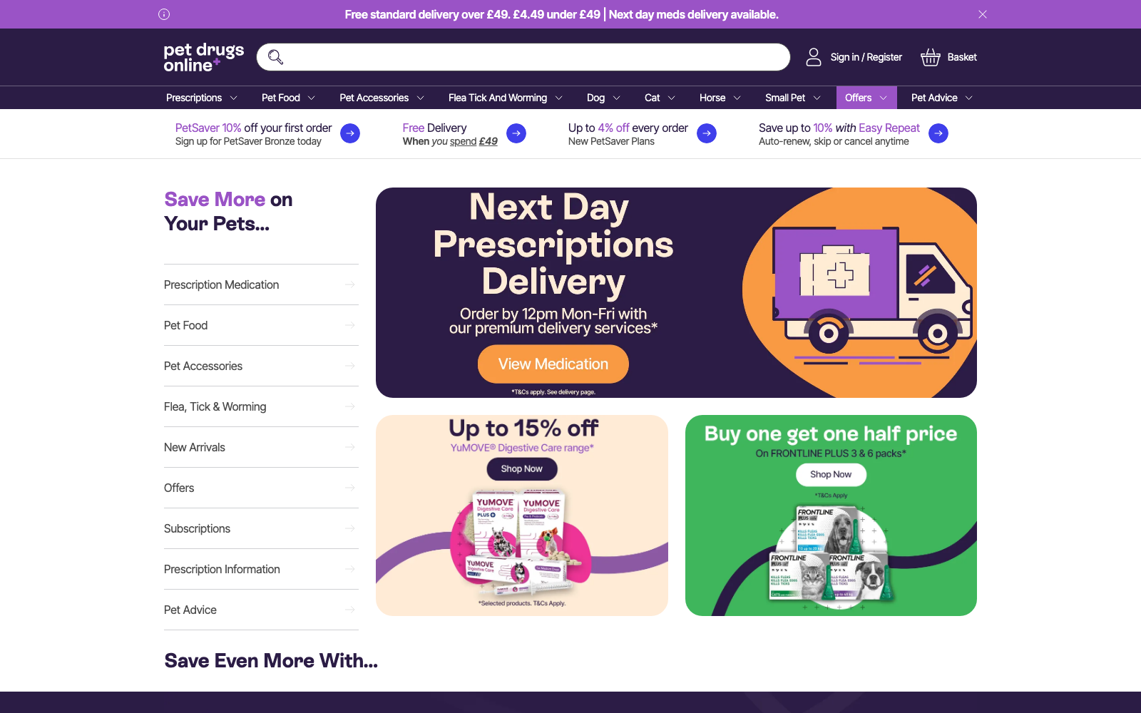 PetDrugsOnline homepage captured 2026-05-20 for the Pet Supplies 2026 industry analysis.