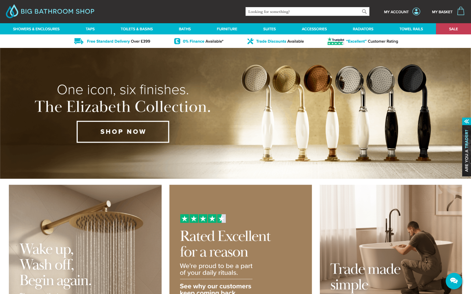 Big Bathroom Shop homepage captured 2026-05-21 for the Trade Plumbing 2026 industry analysis.